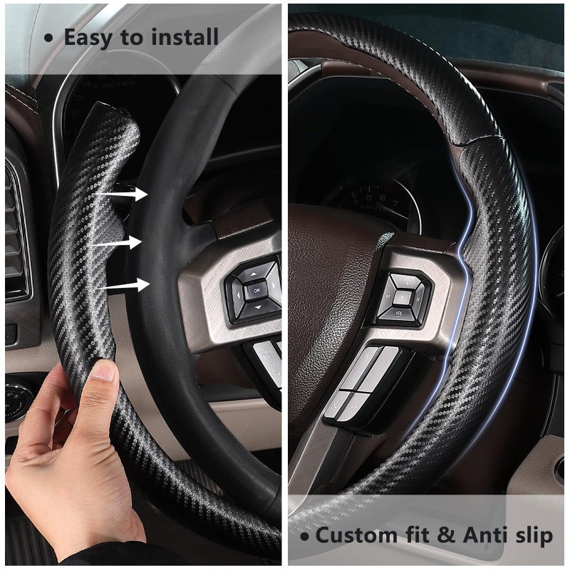 Aotoyou Steering Wheel Cover for Ford F150/ 2015-2020/ F250 2017-2021/ F350 2017-2021/ F450 2017-2021/ F550 2017-2021/ Ford Expedition 2018-2021 Steering Wheel Protector for Ford Steering Wheel Accessories - Image 4
